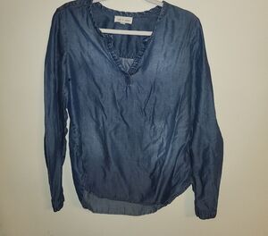 Cloth & Stone Indigo V-Neck Blouse